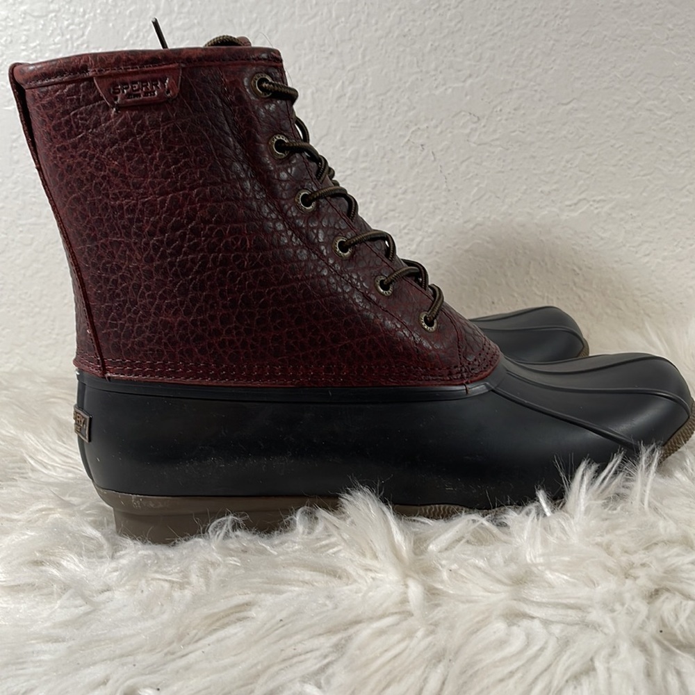 SPERRY MEN'S SALTWATER DUCK BOOT - BLACK/AMARETTO SIZE 13 NEW - Picture 6 of 15